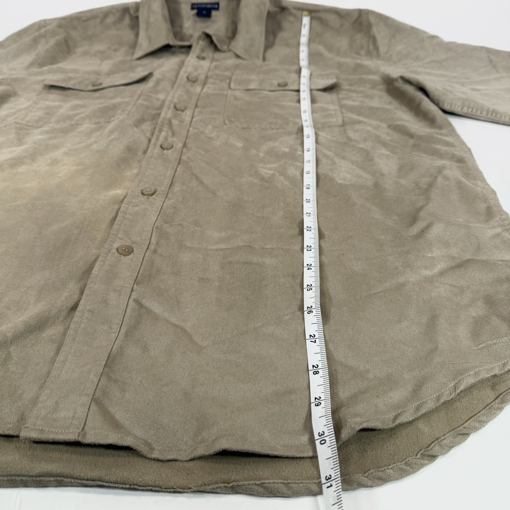 Vintage Knightsbridge 90s Faux Suede Button Up Shirt Men Beige XL Retro Hipster - Picture 9 of 13